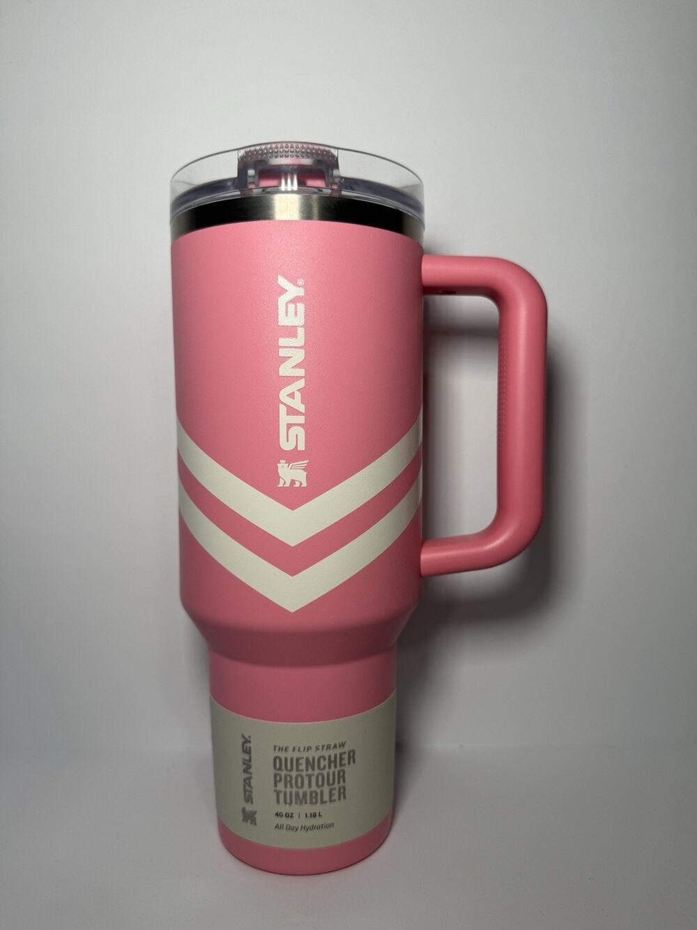 Stanley Oasis Summer PLUMERIA PINK CHEVRON 40oz Protour Flip Straw Tumbler BNWT